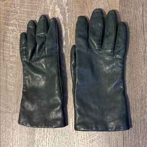 Fownes Leather Cashmere Lined Gloves Gray Green Color size L